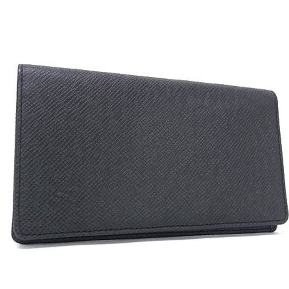 LOUIS VUITTON Agenda Poche R20425 Black Taiga Leather Notebook Cover for Men